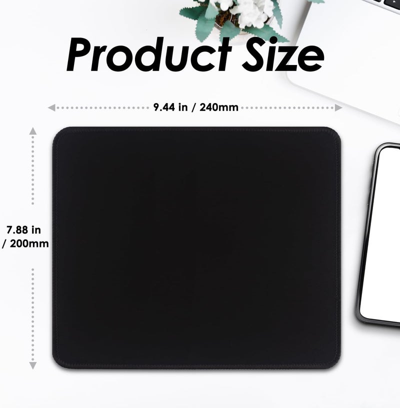 FROGIGO Square Mouse Pad with Stitched Edge, Premium Mousepad Washable Cloth. Computer Mouse Pad with Non-Slip Rubber Base, Mouse Pads for Computers Laptop Mouse 9.25x7.75x0.12 inch-Pure Black - Image 3